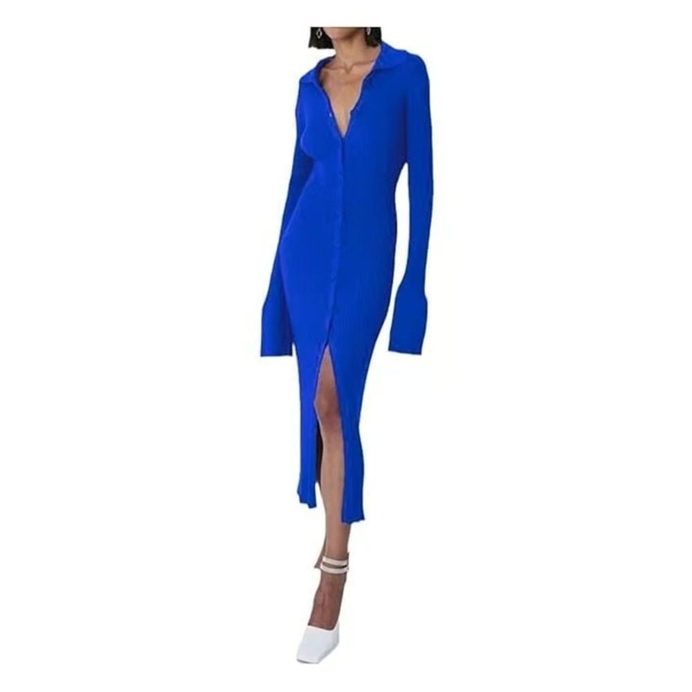 MICAS Pulcykp Ladies Knit Dress Ladies Autumn and Winter Long Sleeve V-Neck‎ L